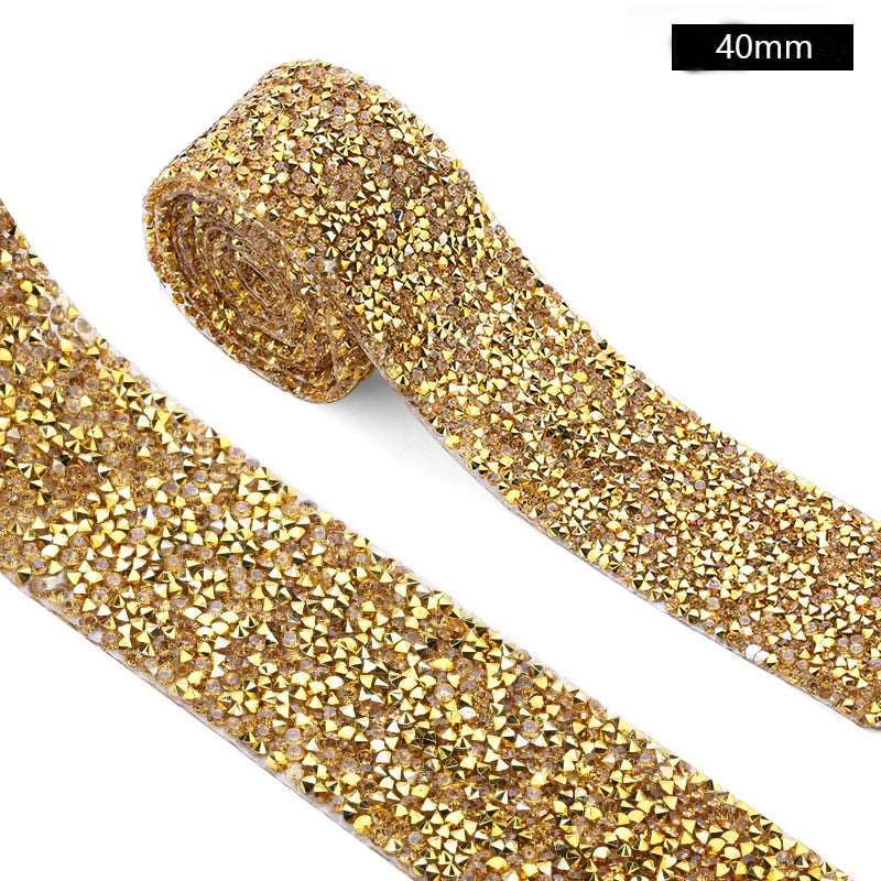 1 Yard Sewing Trim Crystal Motif Strass Hot Fix Rhinestone Tape